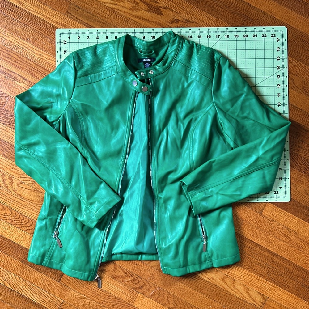 Green ALFANI pleather moto jacket